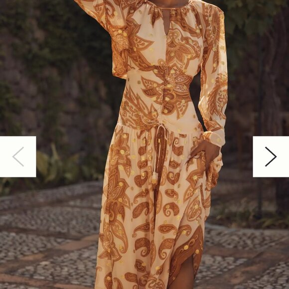 FARM Rio Cream and Brown Paisley Long-Sleeve Maxi Dress - Picture 3 of 4